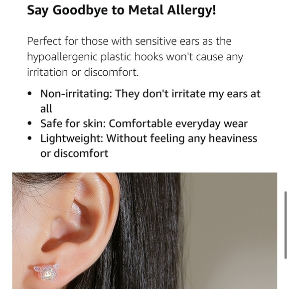 BNWT KMEOSCH 2 Pairs Plastic Bling Pig Head Earrings Studs for Sensitive Ears - Picture 4 of 5